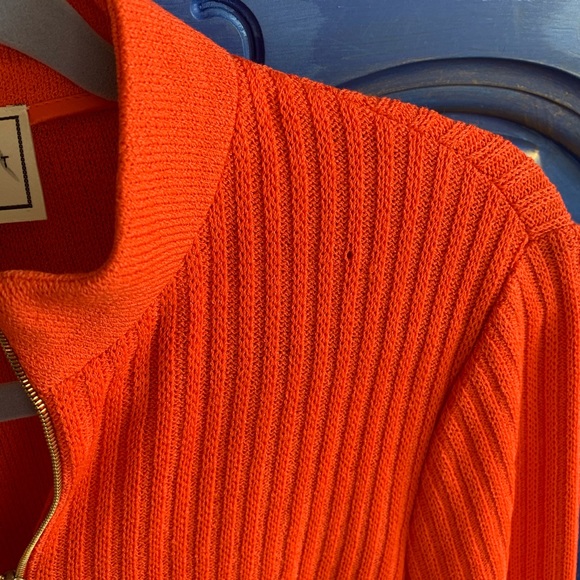 St John Sport Knit Orange ZIP Sweater Jacket Small - Picture 4 of 6
